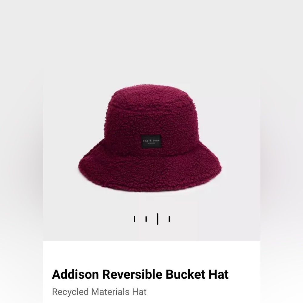 Rag&Bone Addison reversible bucket hat in Wine Sherpa color. NWT